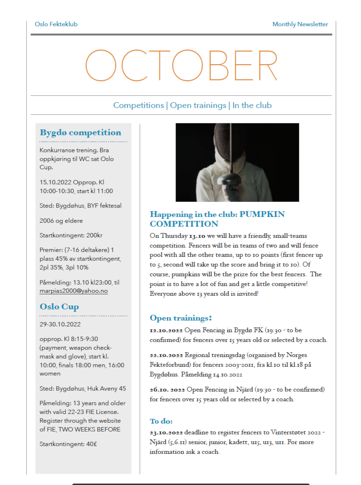 Program for oktober 2022